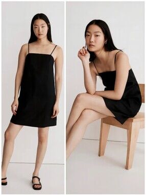Madewell Linen Black Goldie Mini Dress, 8